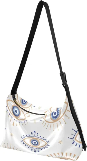 MCHIVER Evil Eye Magic Hobo Shoulder Bag for Women Men PU Leather Crossbody Bag Slouchy Tote Handbags for Travel Work