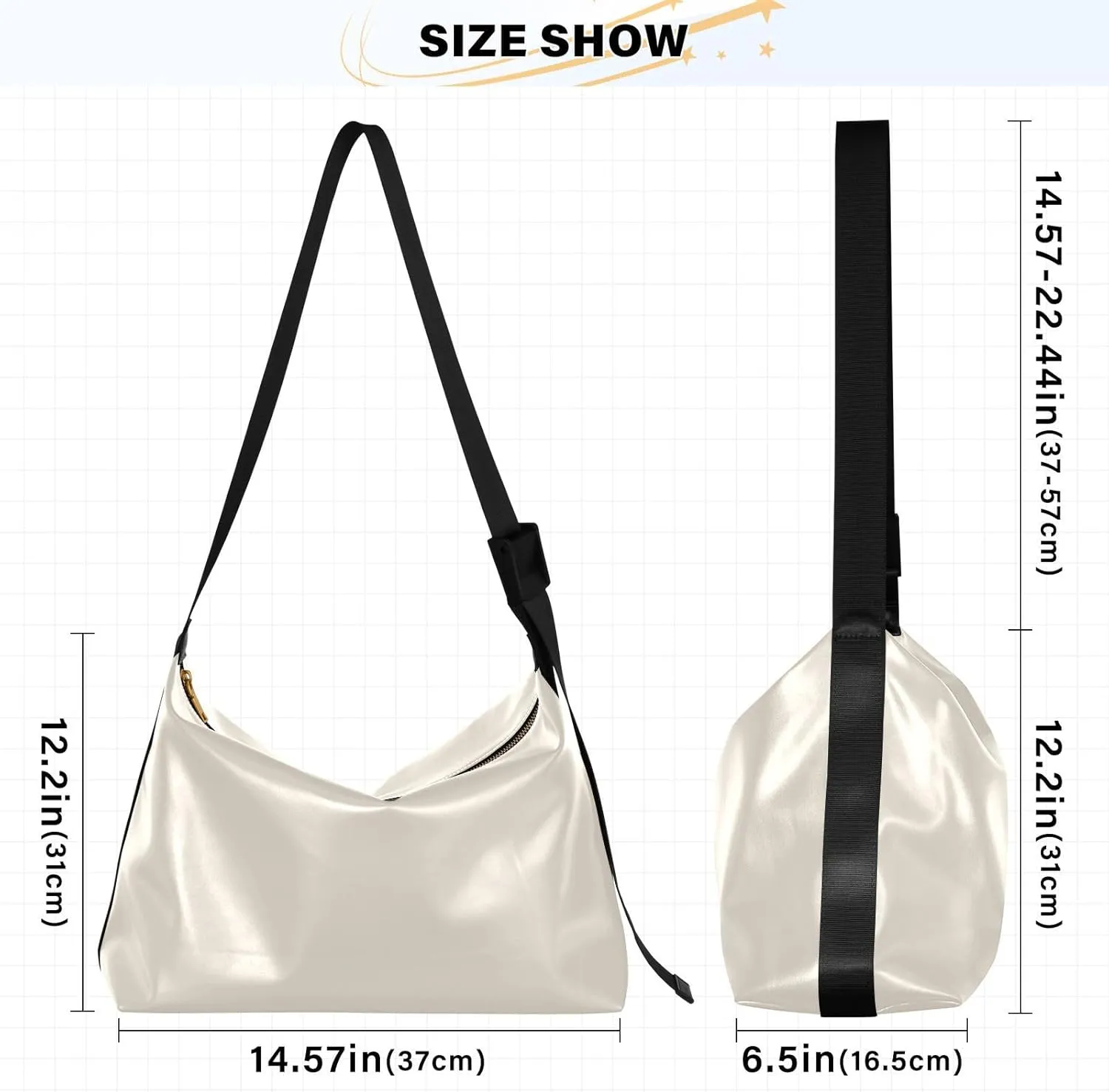 MCHIVER Hobo Shoulder Bag for Women Men PU Leather Crossbody Bag Slouchy Tote Handbags for Working Shopping Traveling