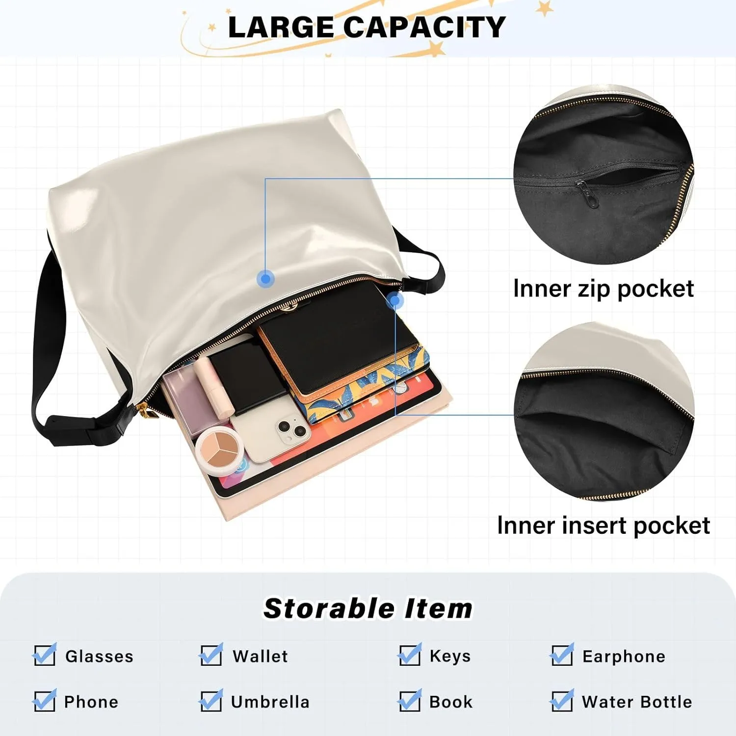 MCHIVER Hobo Shoulder Bag for Women Men PU Leather Crossbody Bag Slouchy Tote Handbags for Working Shopping Traveling