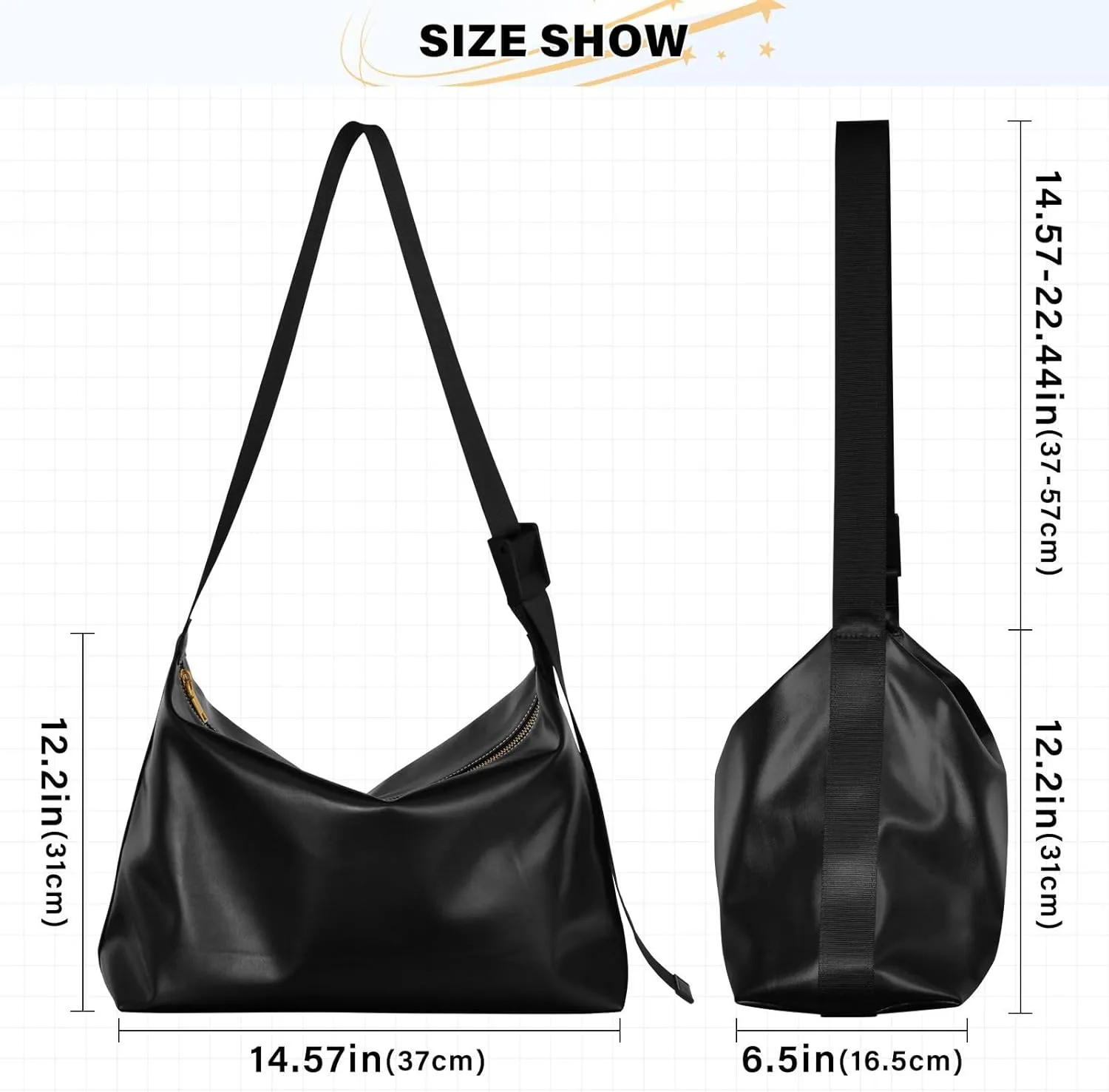 MCHIVER Hobo Shoulder Bag for Women Men PU Leather Crossbody Bag Slouchy Tote Handbags for Working Shopping Traveling
