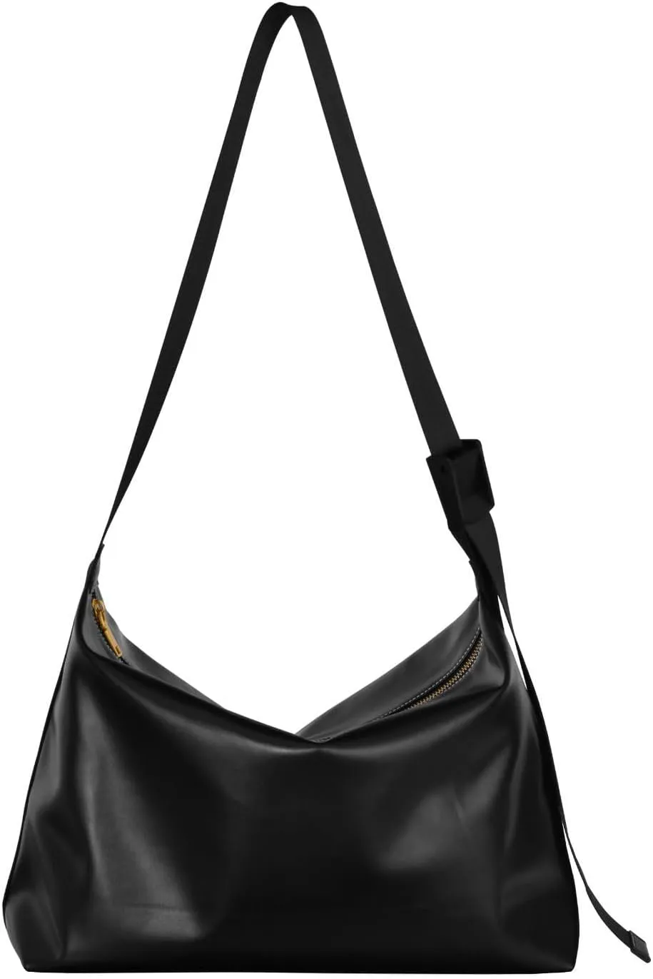 MCHIVER Hobo Shoulder Bag for Women Men PU Leather Crossbody Bag Slouchy Tote Handbags for Working Shopping Traveling