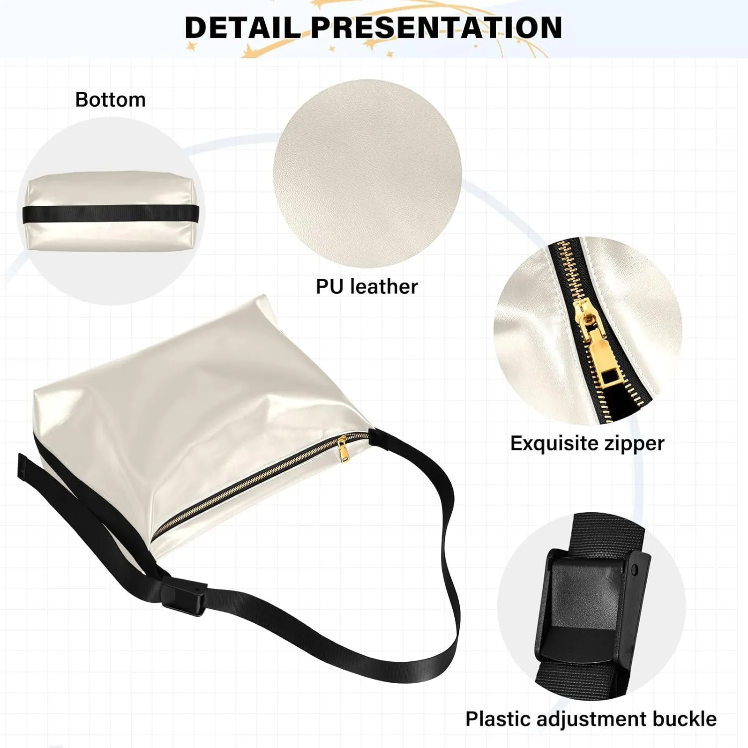 MCHIVER Hobo Shoulder Bag for Women Men PU Leather Crossbody Bag Slouchy Tote Handbags for Working Shopping Traveling
