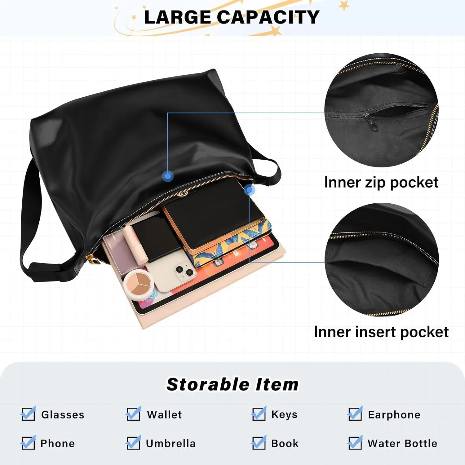 MCHIVER Hobo Shoulder Bag for Women Men PU Leather Crossbody Bag Slouchy Tote Handbags for Working Shopping Traveling