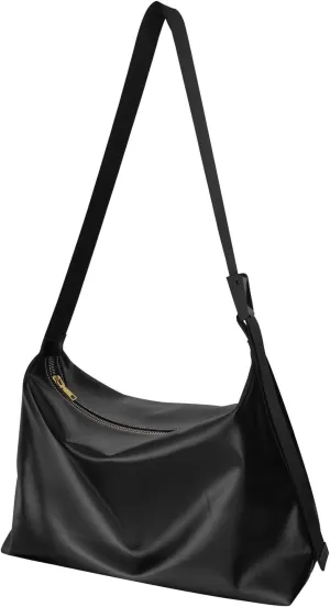MCHIVER Hobo Shoulder Bag for Women Men PU Leather Crossbody Bag Slouchy Tote Handbags for Working Shopping Traveling