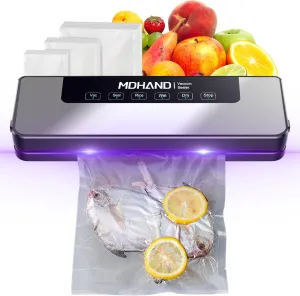 MDHAND Vacuum Sealer Machine, Fast-Compact/Multi-Functional Food Saver Vacuum Sealer Machine with bag, High Powerful Vacuum Sealers for Food, Automatic Sealing & Dry & Moist Modes