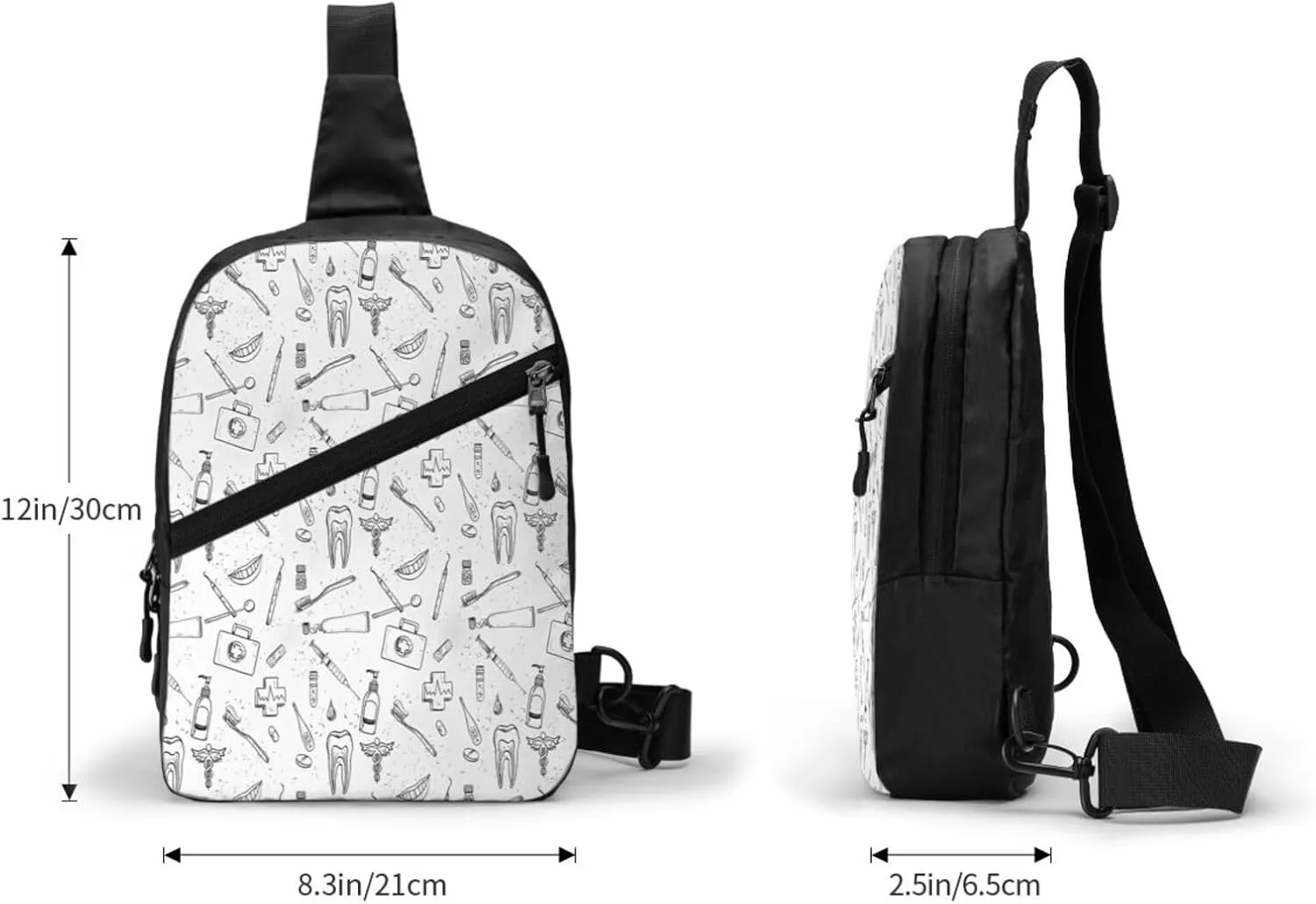 Medical Dental Hygiene Teeth Care Sling Bag for Men Women, Small Crossbody Sling Backpack Shoulder Chest Bag, Anti Theft Travel Hiking Sports