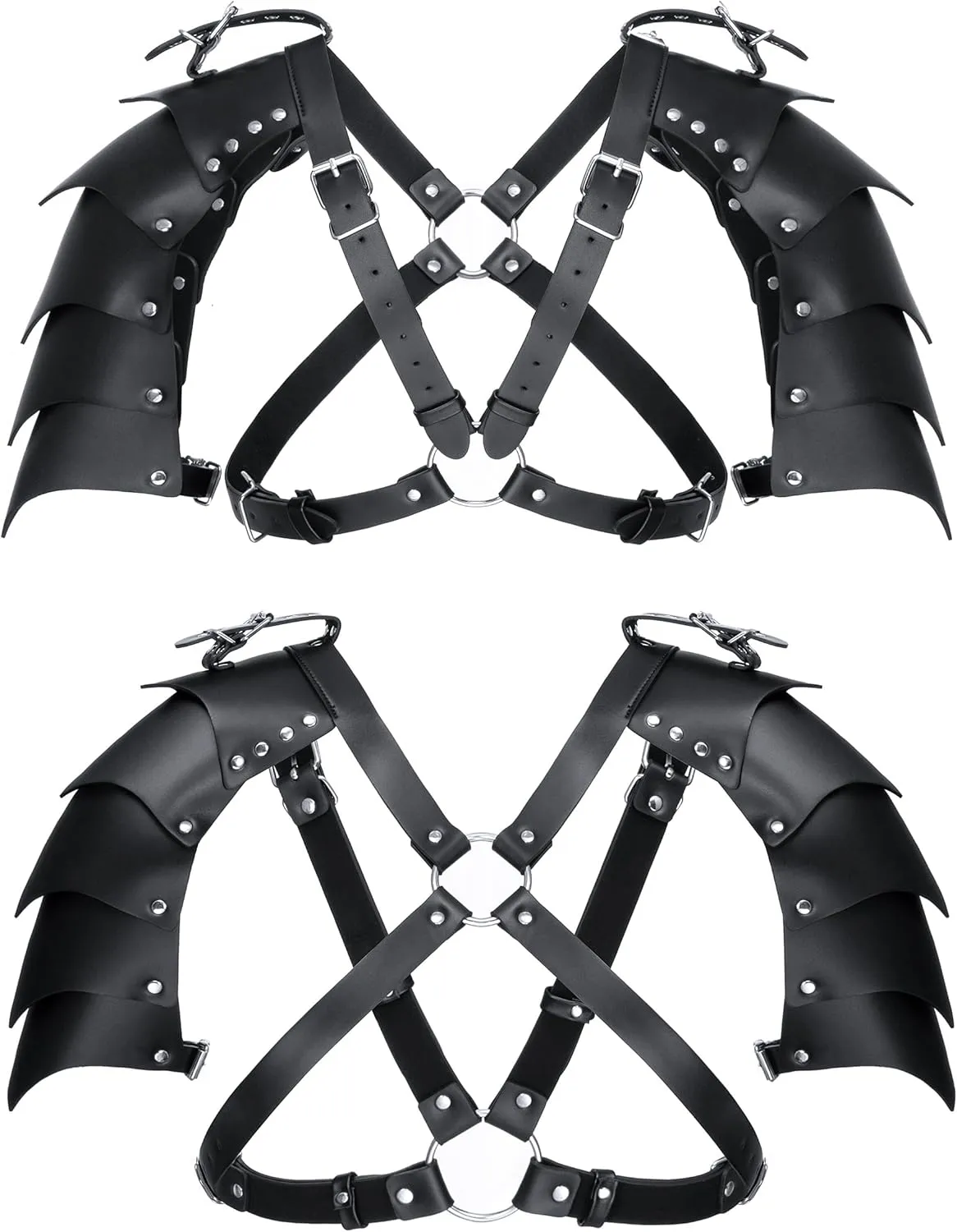 Medieval Knight PU Leather Leggings Corset Belt Shawl Renaissance Shoulder Cape Scarf Bracers Accessories