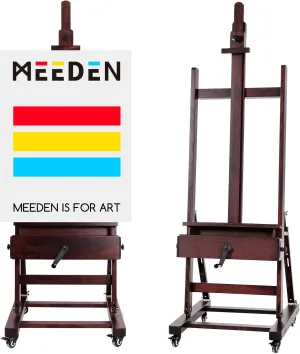 MEEDEN Extra-Large Art Painting Easel - Professional Artist Crank Easel with Height Adjustable 71" to 98" - Heavy Duty Beech Wood Studio Easel - H Frame Easel Stand for Painting Canvas up to 83"