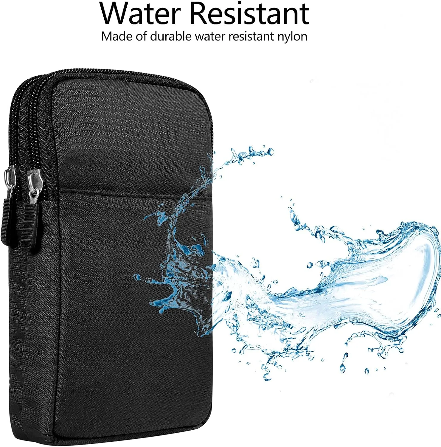 Men Nylon Cell Phone Crossbody Purse Bag Waist Pouch Compatible for Galaxy S25 Ultra S24 Ultra Note 20 S25  S24  S24 FE S23 FE A16 A35 A55 / iPhone 16 Pro Max 16 Plus/Pixel 9 Pro 8a (Black)