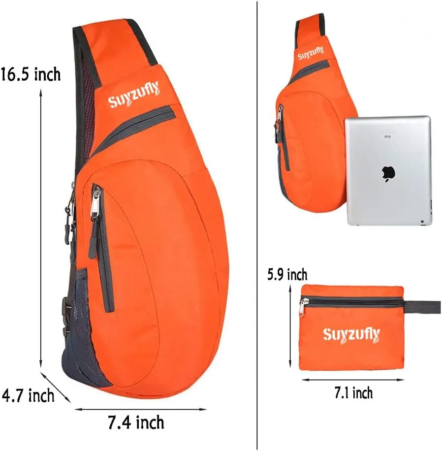 Men Women Foldable Sling Bags Shoulder Chest Backpack Crossbody Daypack for Cycling Walking Hiking