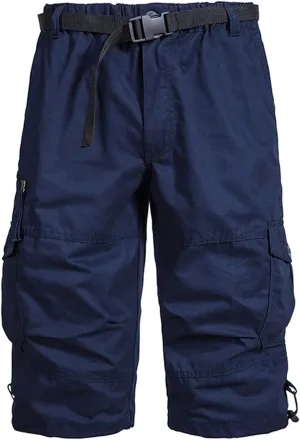 Men's Below Knee Long Shorts, Summer Loose Work Cargo Short Pants Twill Military with Pockets