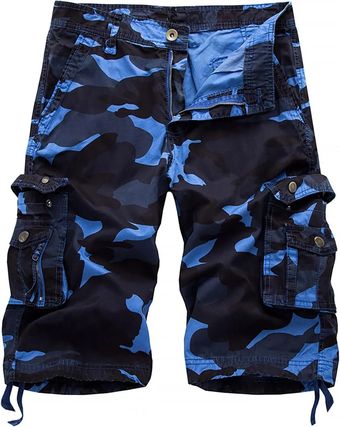 Mens Camouflage Cargo Shorts Big and Tall Classic Fit Multi-Pocket Utility Work Shorts Summer Casual Cotton Shorts