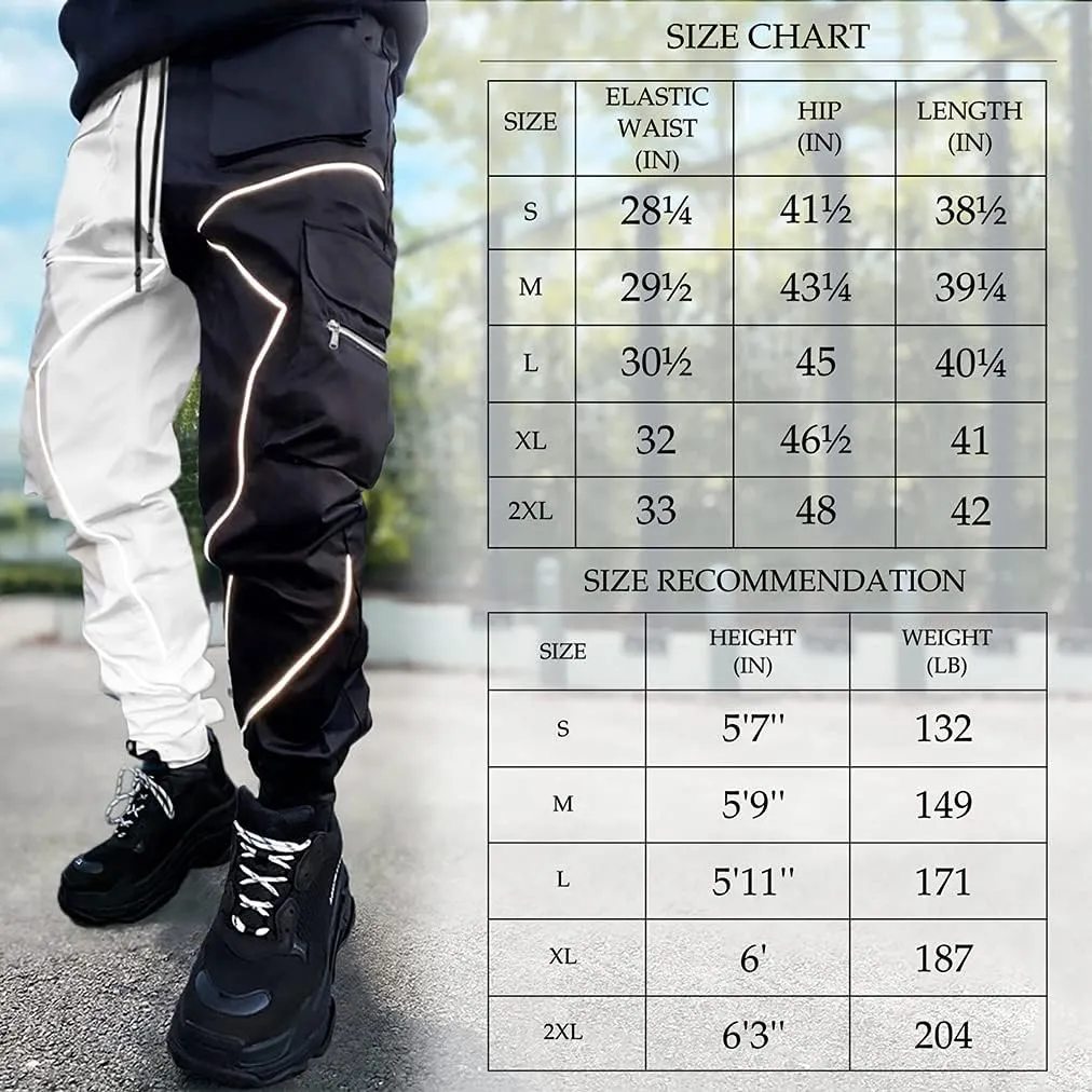 Mens Cargo Pants Hip Hop Techwear Harem Pant Jogger Sweatpants with Pockets Jogging Punk