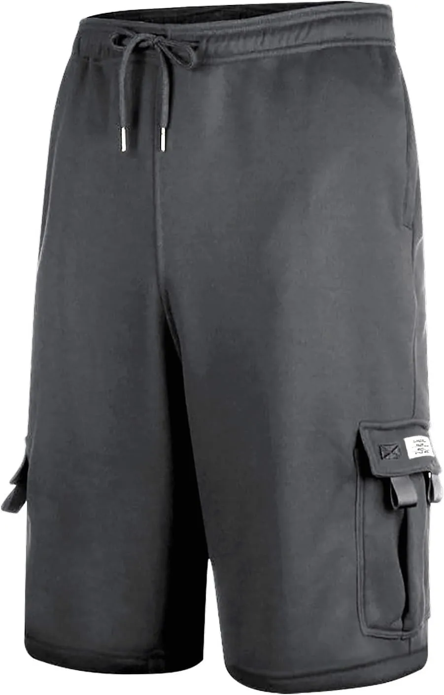 Mens Cargo Shorts Cotton Elastic Waist Casual Shorts Drawstring Athletic Shorts with Multi Pockets