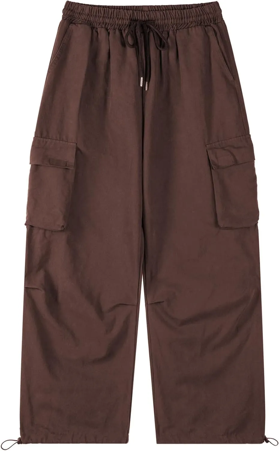 Men's Casual Cargo Pants Elastic Waist Drawstring Street Hip Hop Trousers with Pockets