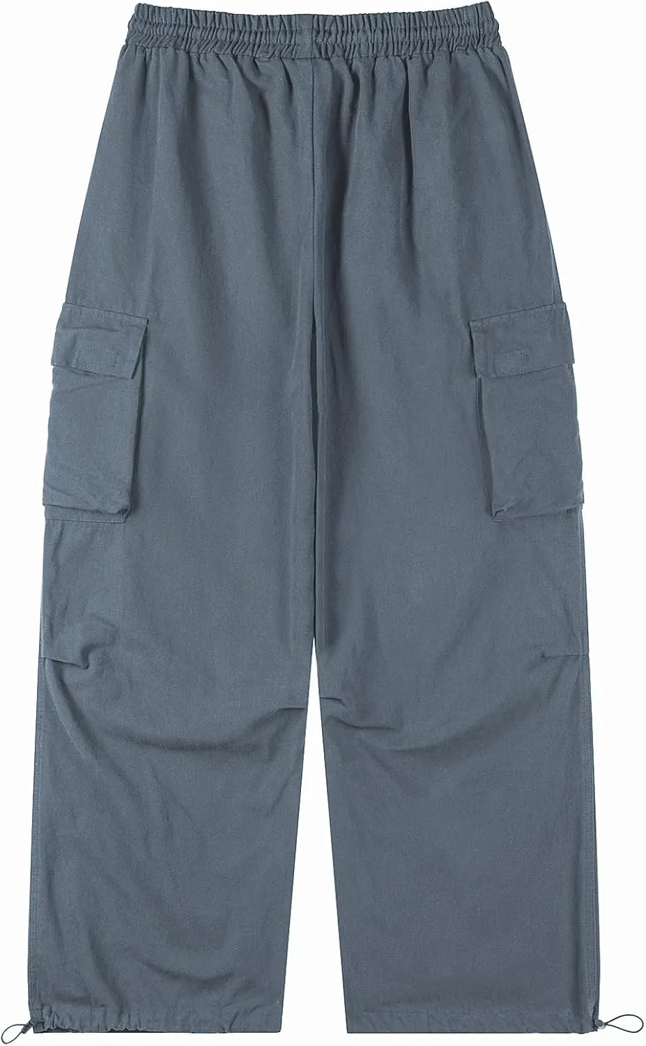 Men's Casual Cargo Pants Elastic Waist Drawstring Street Hip Hop Trousers with Pockets