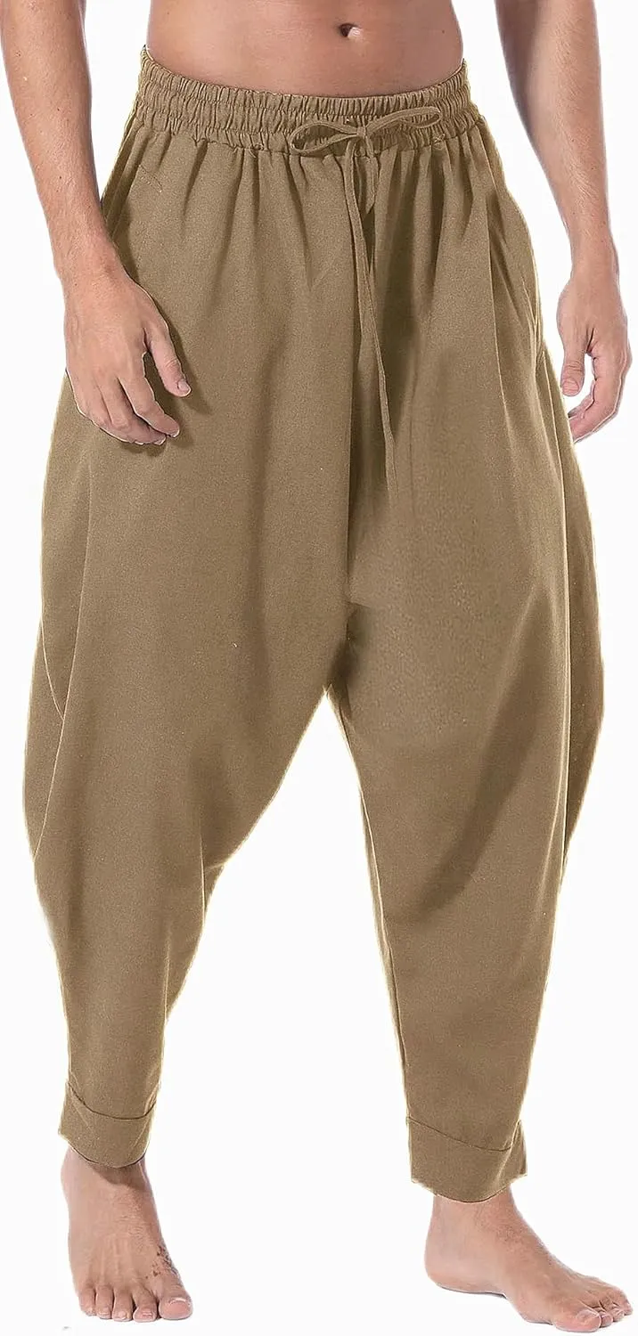 Mens Casual Harem Pants Baggy Elastic Drawstring Waist Aladdin Hippie Pant