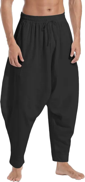 Mens Casual Harem Pants Baggy Elastic Drawstring Waist Aladdin Hippie Pant