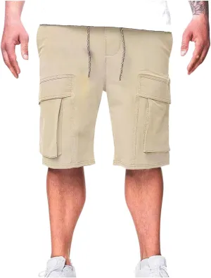 Mens Cotton Cargo Shorts with Pockets Quick Dry Athletic Running Workout Gym Elastic Casual Basketball Trunks