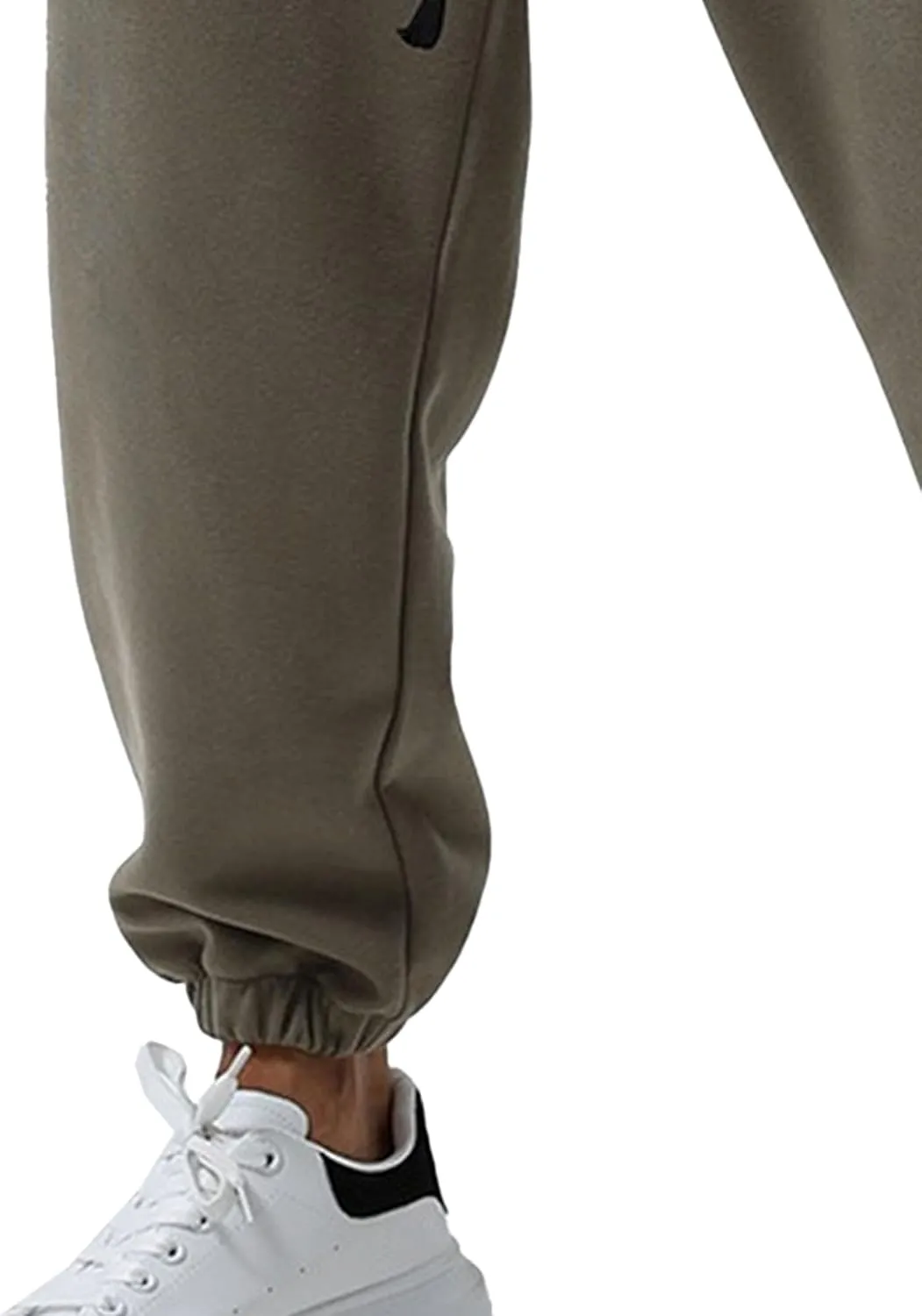 Men's Cotton Stretch Solid Workout Pants Elastic Waist Joggers Athletic Trousers Basic Drawstring Baggy Pants