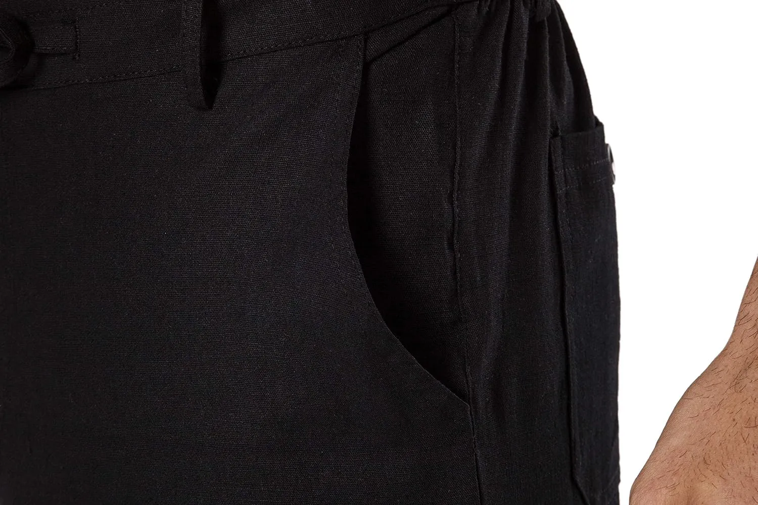 Men's Drawstring Linen Pant Elastic Waist Relaxed-Fit Casual Beach Trousers