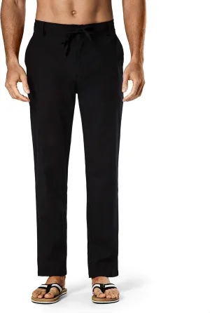 Men's Drawstring Linen Pant Elastic Waist Relaxed-Fit Casual Beach Trousers
