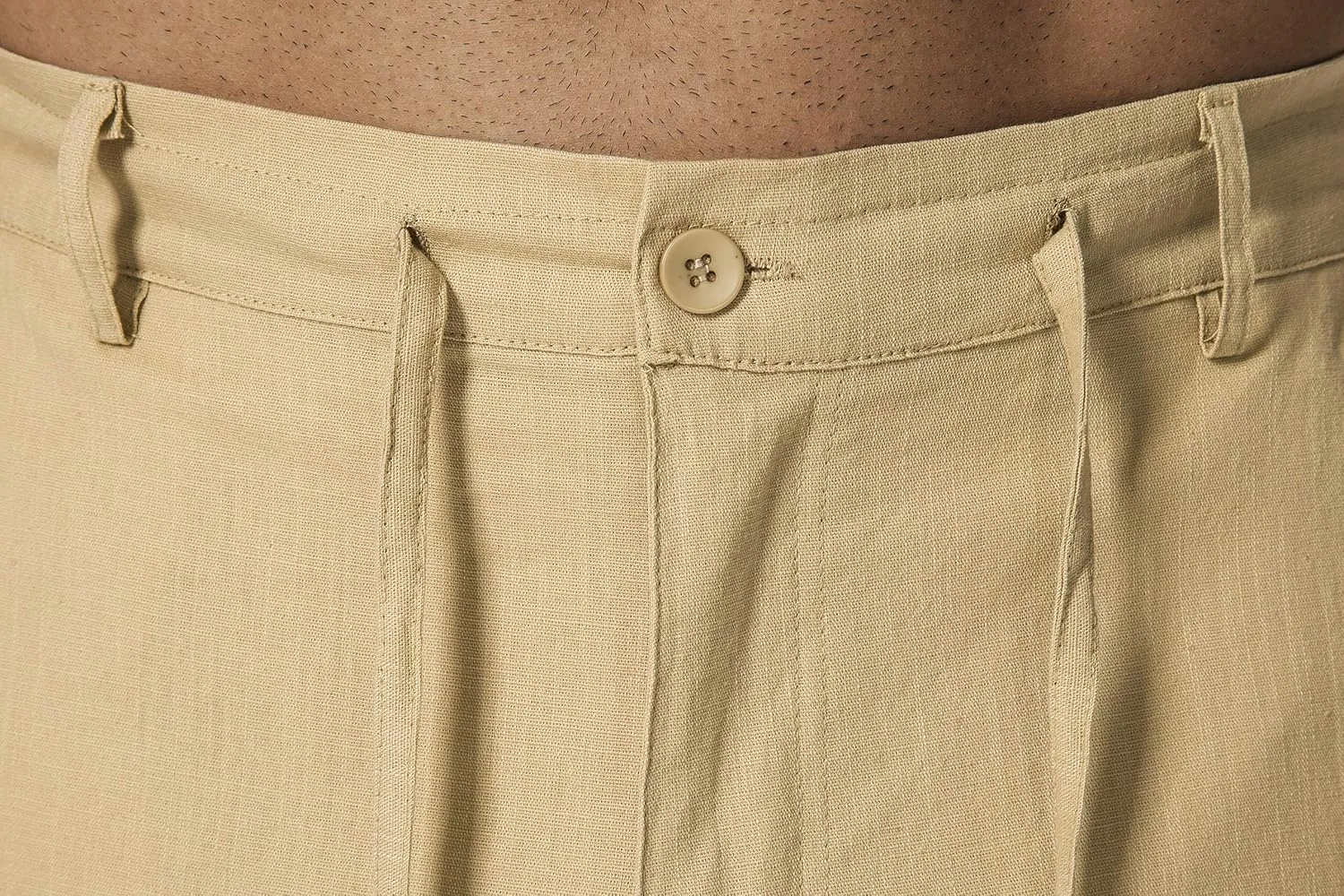 Men's Drawstring Linen Pant Elastic Waist Relaxed-Fit Casual Beach Trousers