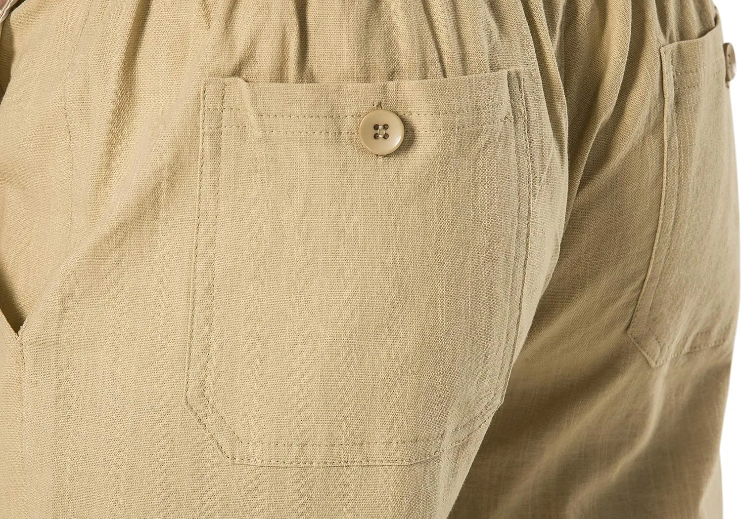 Men's Drawstring Linen Pant Elastic Waist Relaxed-Fit Casual Beach Trousers