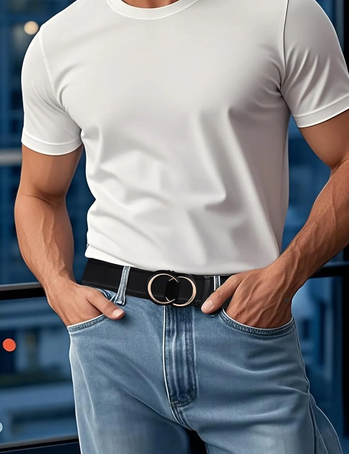 Men's Leather Ratchet Belt for Men | No-Hole Automatic Buckle Belt | Adjustable Dress Belt for Business & Casual
