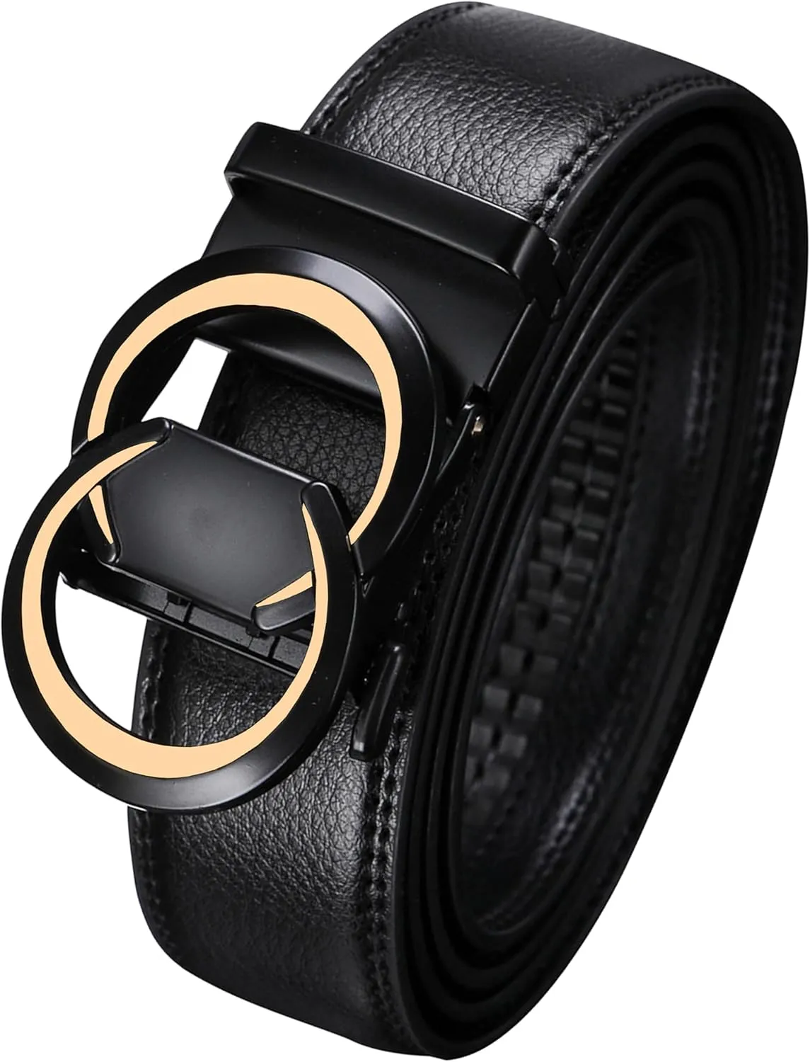 Men's Leather Ratchet Belt for Men | No-Hole Automatic Buckle Belt | Adjustable Dress Belt for Business & Casual