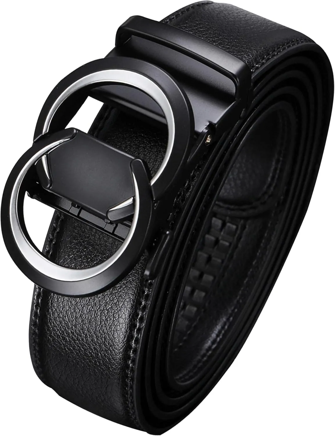 Men's Leather Ratchet Belt for Men | No-Hole Automatic Buckle Belt | Adjustable Dress Belt for Business & Casual