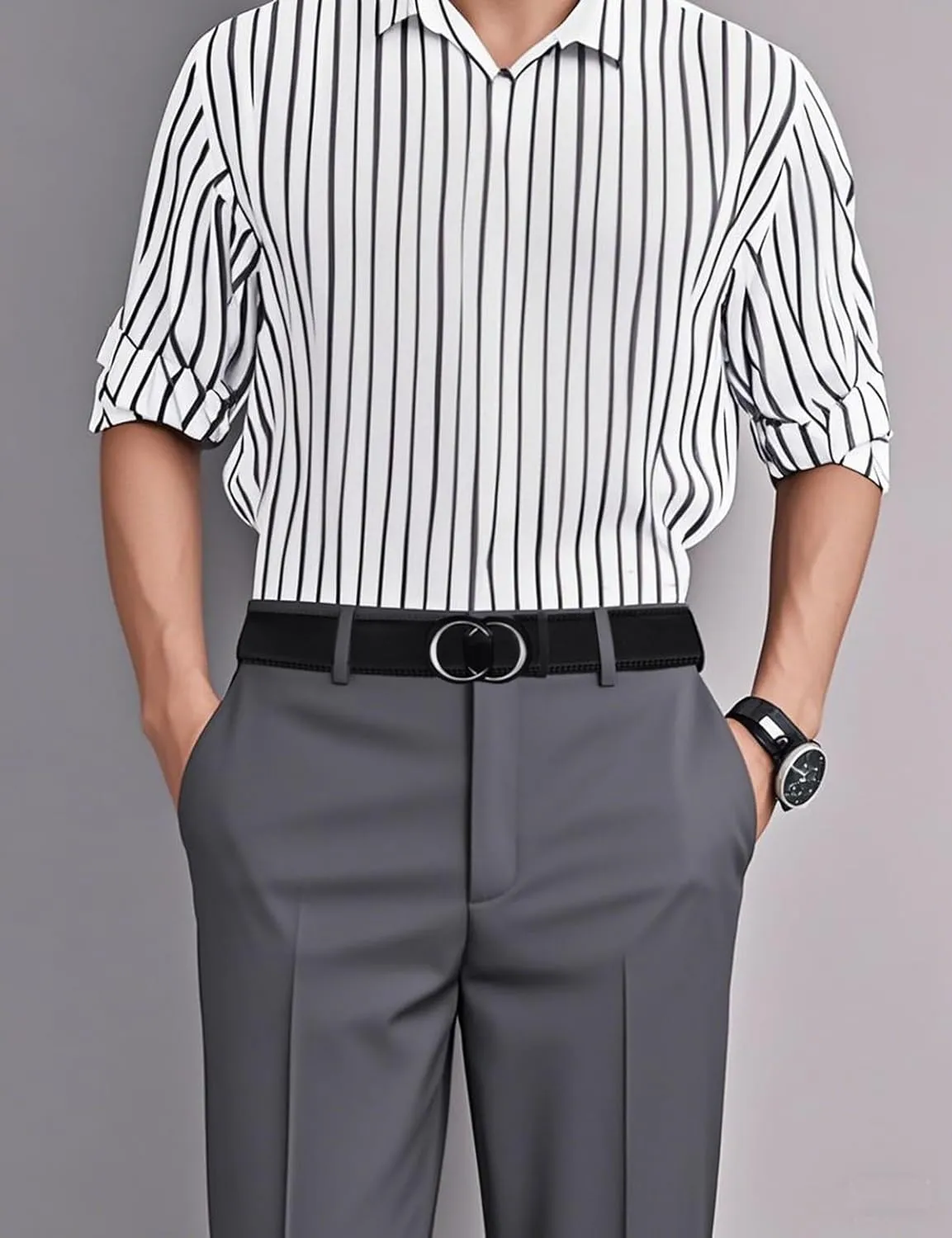 Men's Leather Ratchet Belt for Men | No-Hole Automatic Buckle Belt | Adjustable Dress Belt for Business & Casual