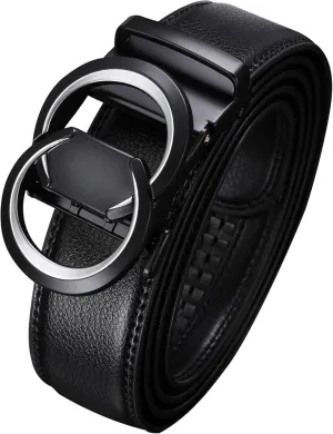 Men's Leather Ratchet Belt for Men | No-Hole Automatic Buckle Belt | Adjustable Dress Belt for Business & Casual