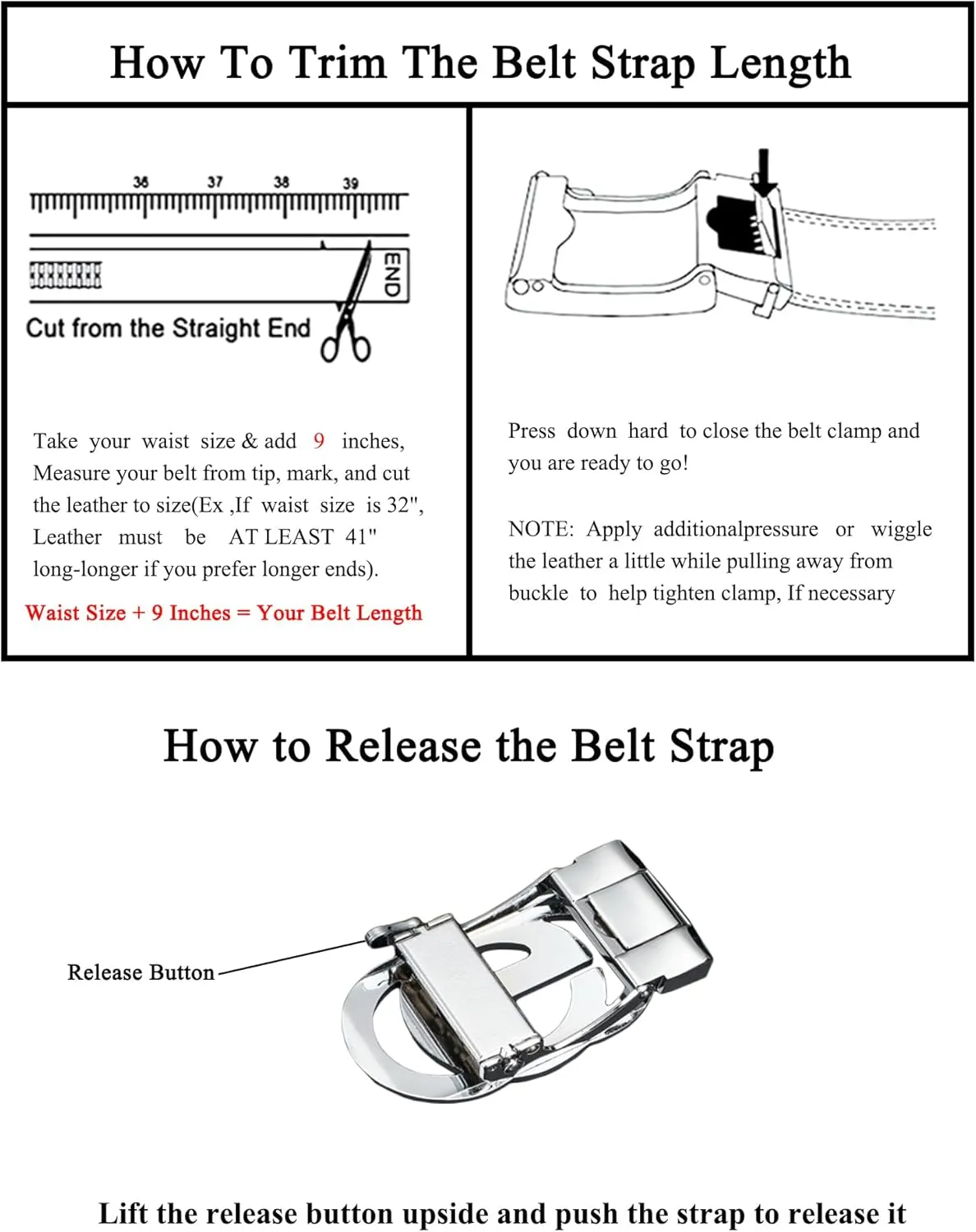 Men's Leather Ratchet Belt for Men | No-Hole Automatic Buckle Belt | Adjustable Dress Belt for Business & Casual