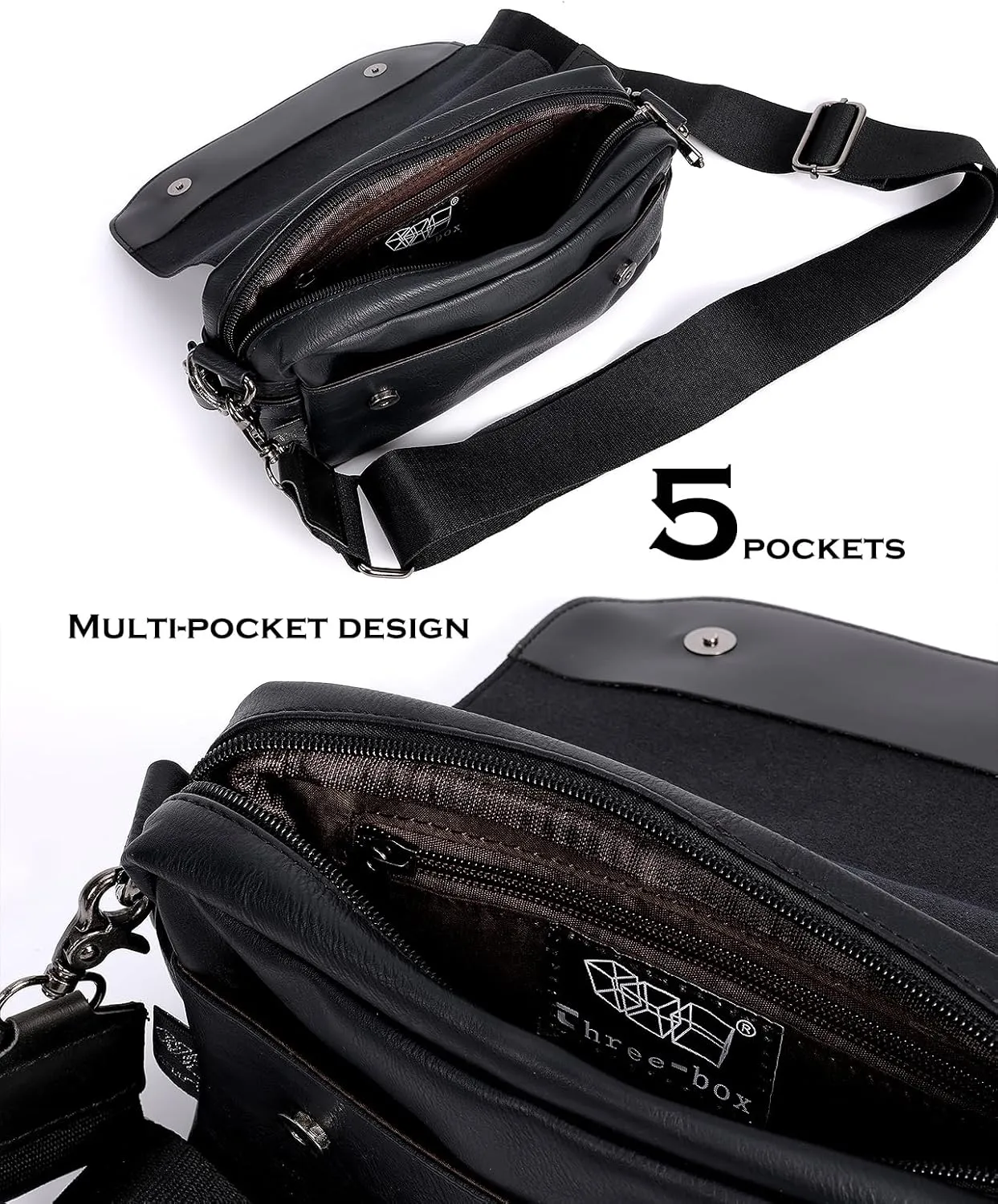 Men's Leather Shoulder Crossbody Bag, Daytime Small Wallet Backpack, Anti-theft Travel Chest Bag with
