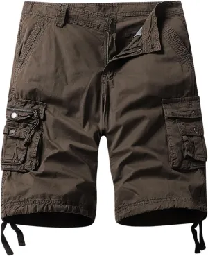 Mens Lightweight Hiking Shorts Loose Fit Solid Cotton Multi Pockets Cargo Shorts Big and Tall Plus Size Work Shorts