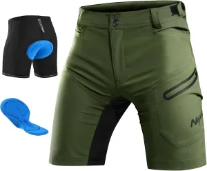 Mens Mountain Bike Shorts 3D Padded MTB Bicycle Riding Cycling Short Padding Liner Baggy Quick Dry,Zip Pockets