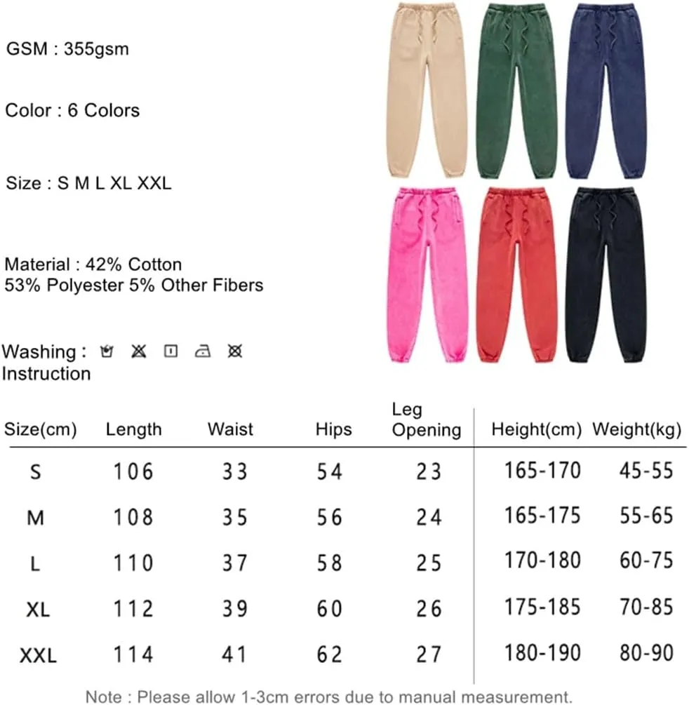 Men's Retro Fleece Sweatpants Elastic Waist Loose Fit Casual Solid Joggers Pants