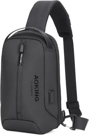 Mens Sling Bag for Men, Waterproof Mens Crossbody Bag, Casual Sling Backpack for Men and Women, Lightweight Shoulder Bags Crossbody for Men with USB Charging Port