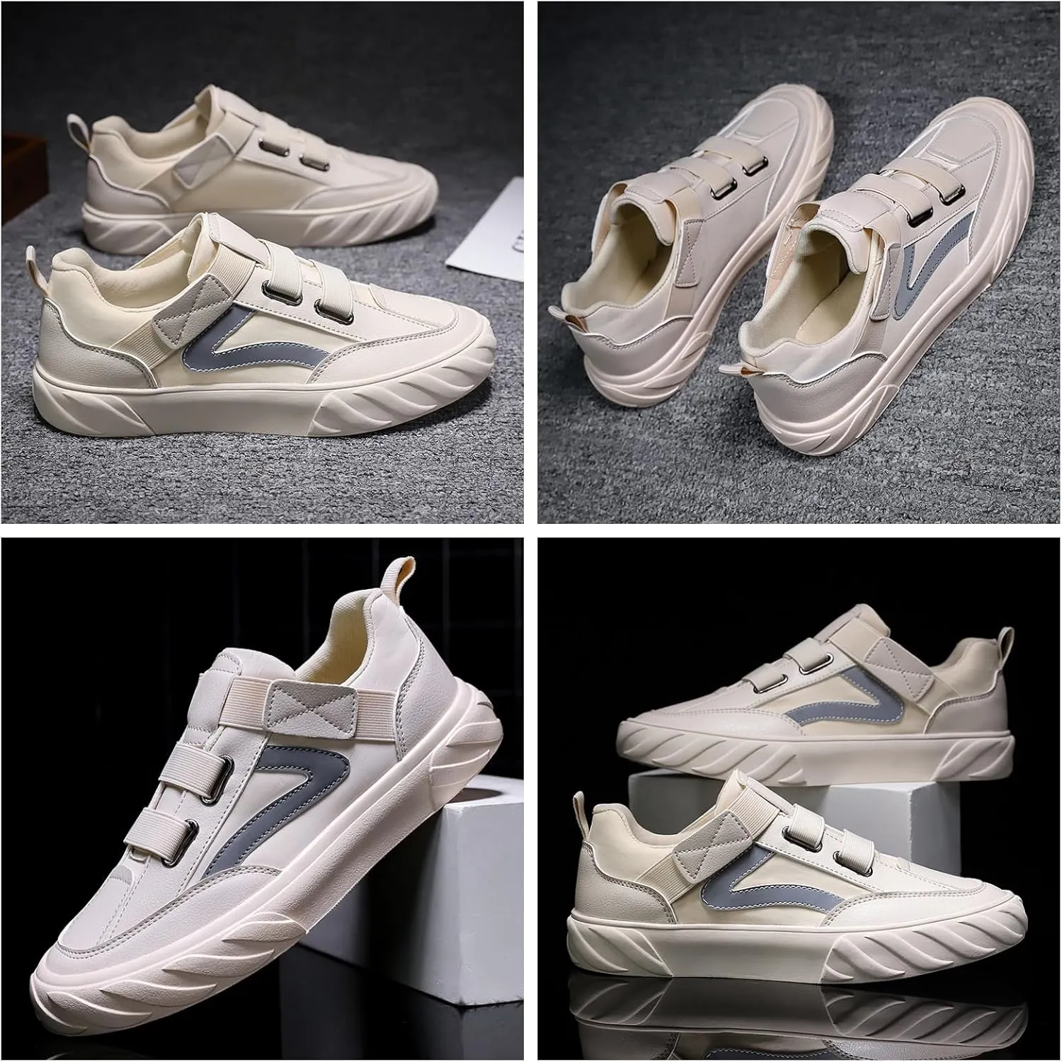 Men's Slip-On Platform Sneakers - Flat Sole Athletic Shoes with Non-Slip Rubber Bottom Lightweight Comfort for Casual Walking Durable Design for Daily Commuting & Outdoor Activities