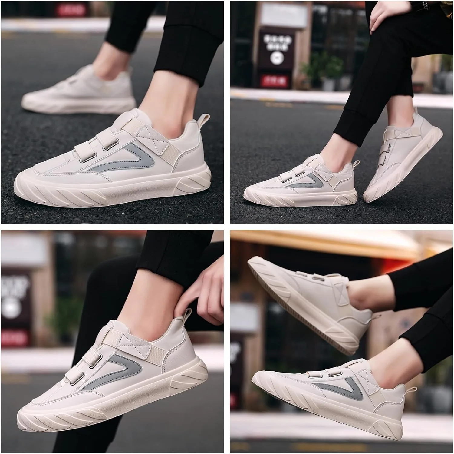 Men's Slip-On Platform Sneakers - Flat Sole Athletic Shoes with Non-Slip Rubber Bottom Lightweight Comfort for Casual Walking Durable Design for Daily Commuting & Outdoor Activities