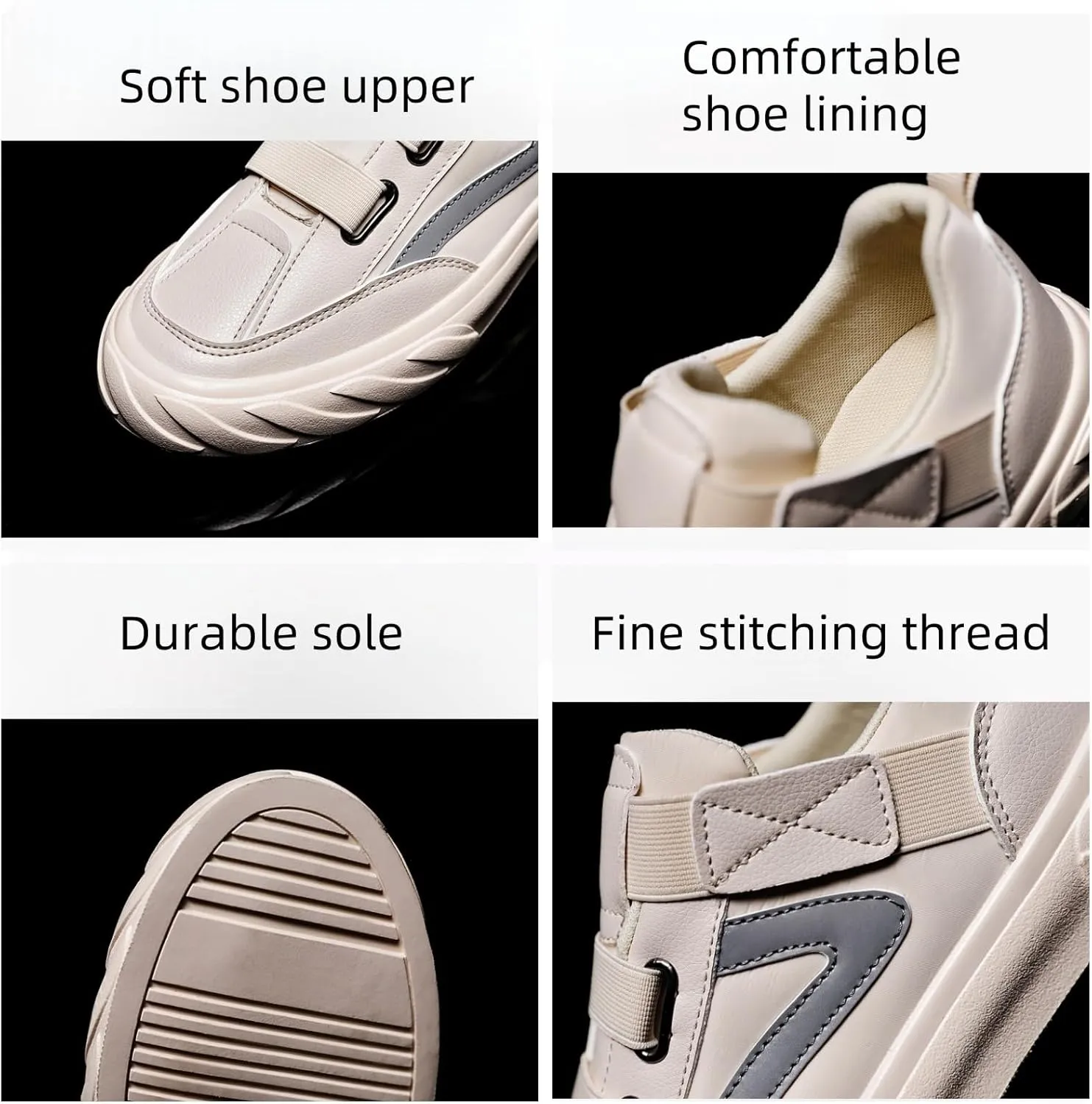 Men's Slip-On Platform Sneakers - Flat Sole Athletic Shoes with Non-Slip Rubber Bottom Lightweight Comfort for Casual Walking Durable Design for Daily Commuting & Outdoor Activities