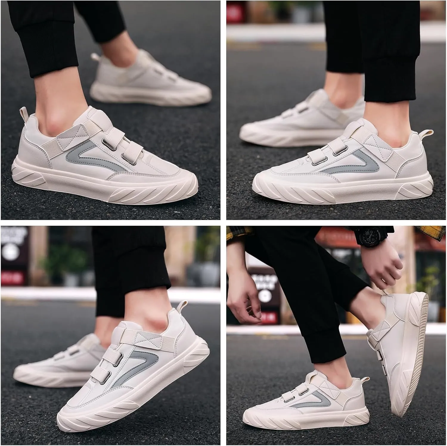 Men's Slip-On Platform Sneakers - Flat Sole Athletic Shoes with Non-Slip Rubber Bottom Lightweight Comfort for Casual Walking Durable Design for Daily Commuting & Outdoor Activities
