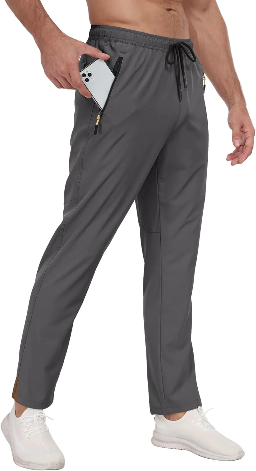 Men's Sweatpants Lightweight Workout Pants with Zipper Pockets Elastic Waist Athletic Pants for Men Exercise Jogging Hiking