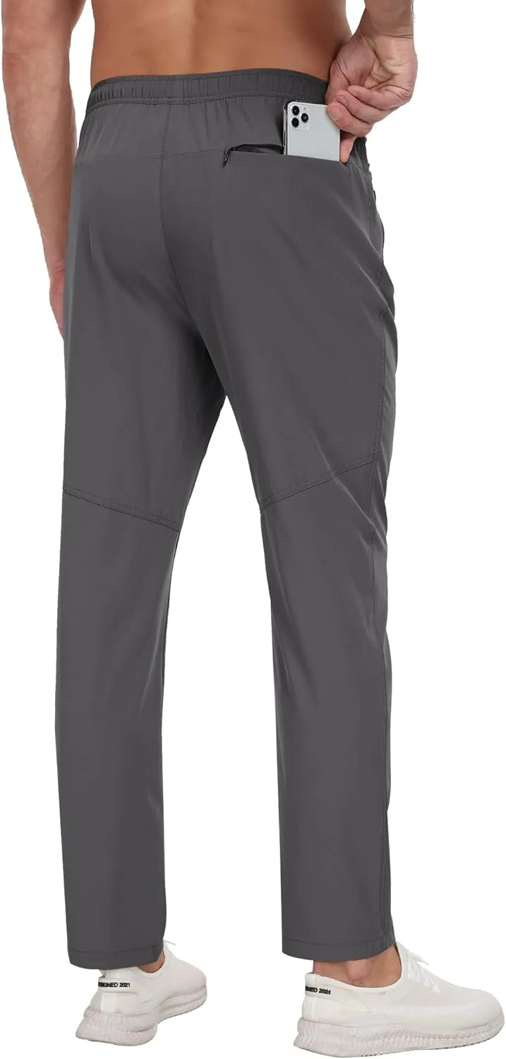 Men's Sweatpants Lightweight Workout Pants with Zipper Pockets Elastic Waist Athletic Pants for Men Exercise Jogging Hiking