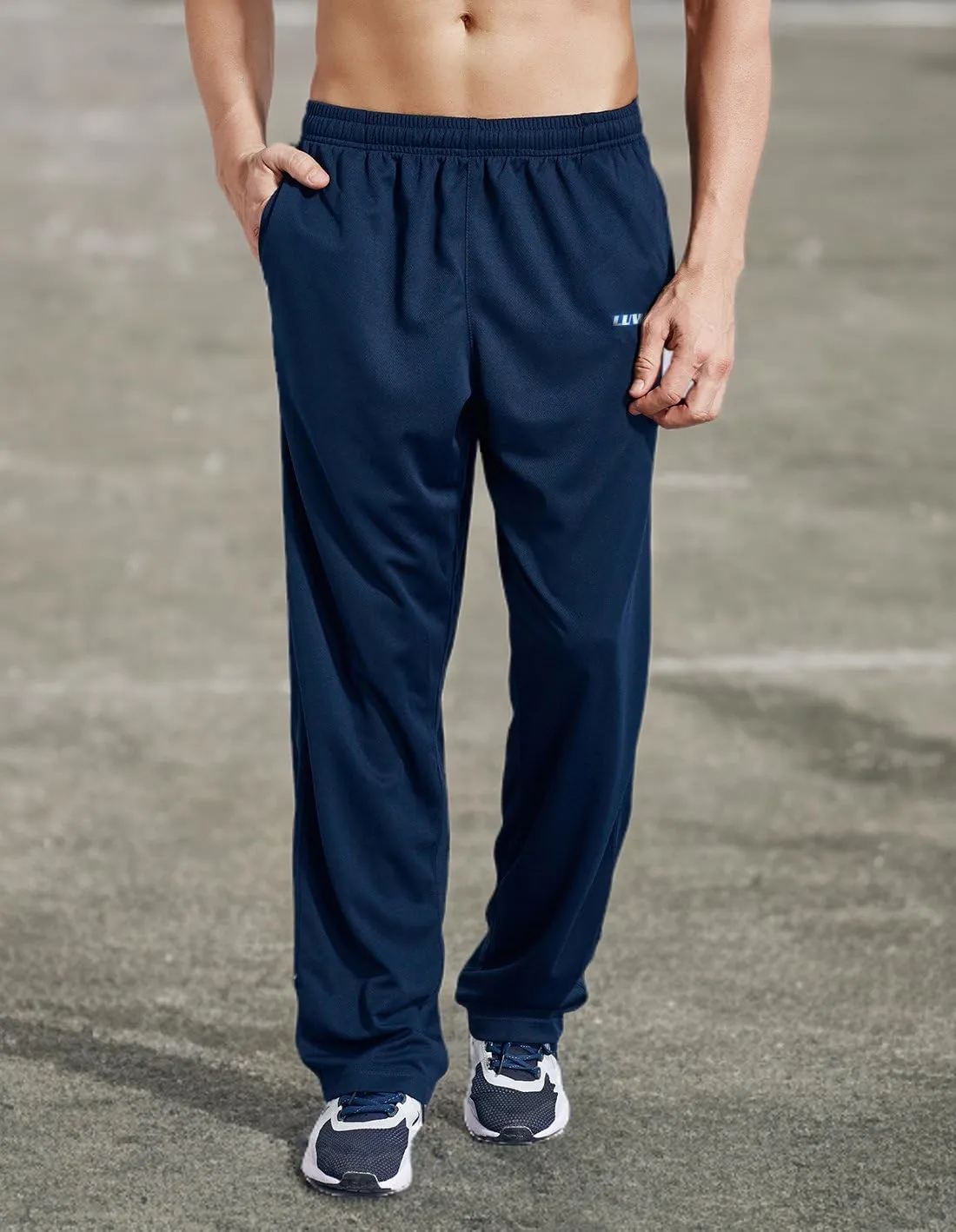 Men's Sweatpants with Pockets Open Bottom Athletic Pants for Jogging, Workout, Gym, Running, Training