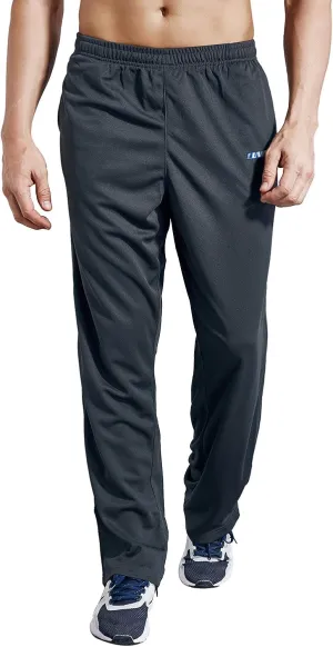 Men's Sweatpants with Pockets Open Bottom Athletic Pants for Jogging, Workout, Gym, Running, Training