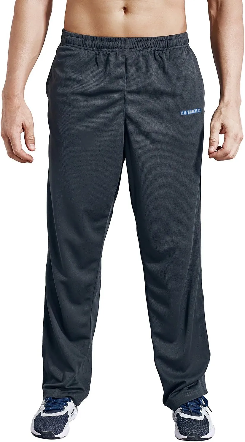 Men's Sweatpants with Pockets Open Bottom Athletic Pants for Jogging, Workout, Gym, Running, Training