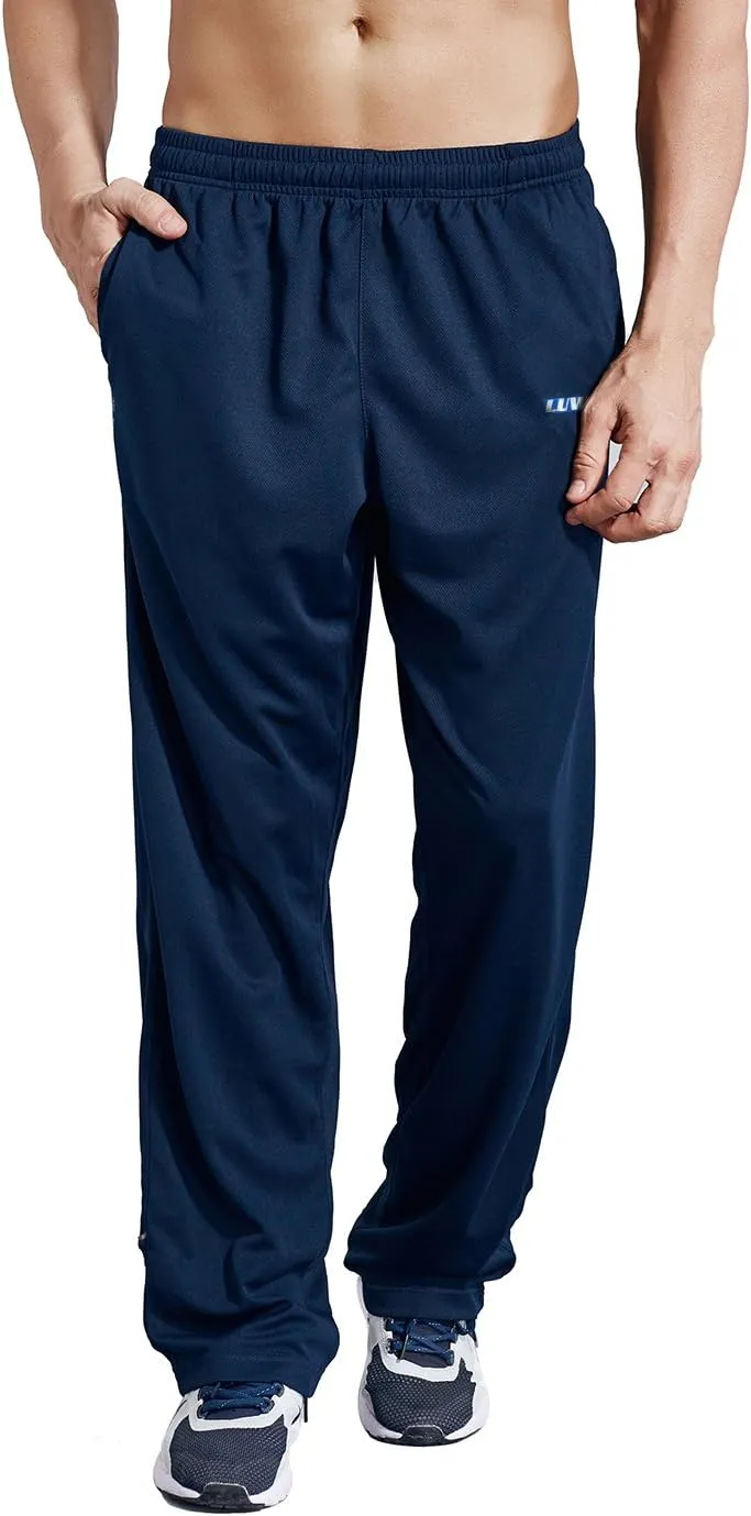 Men's Sweatpants with Pockets Open Bottom Athletic Pants for Jogging, Workout, Gym, Running, Training