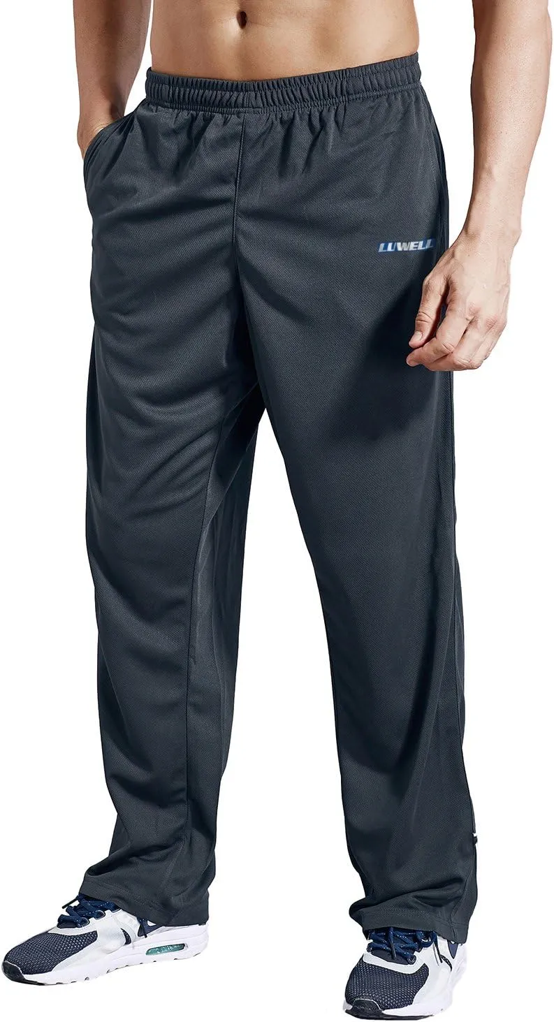 Men's Sweatpants with Pockets Open Bottom Athletic Pants for Jogging, Workout, Gym, Running, Training
